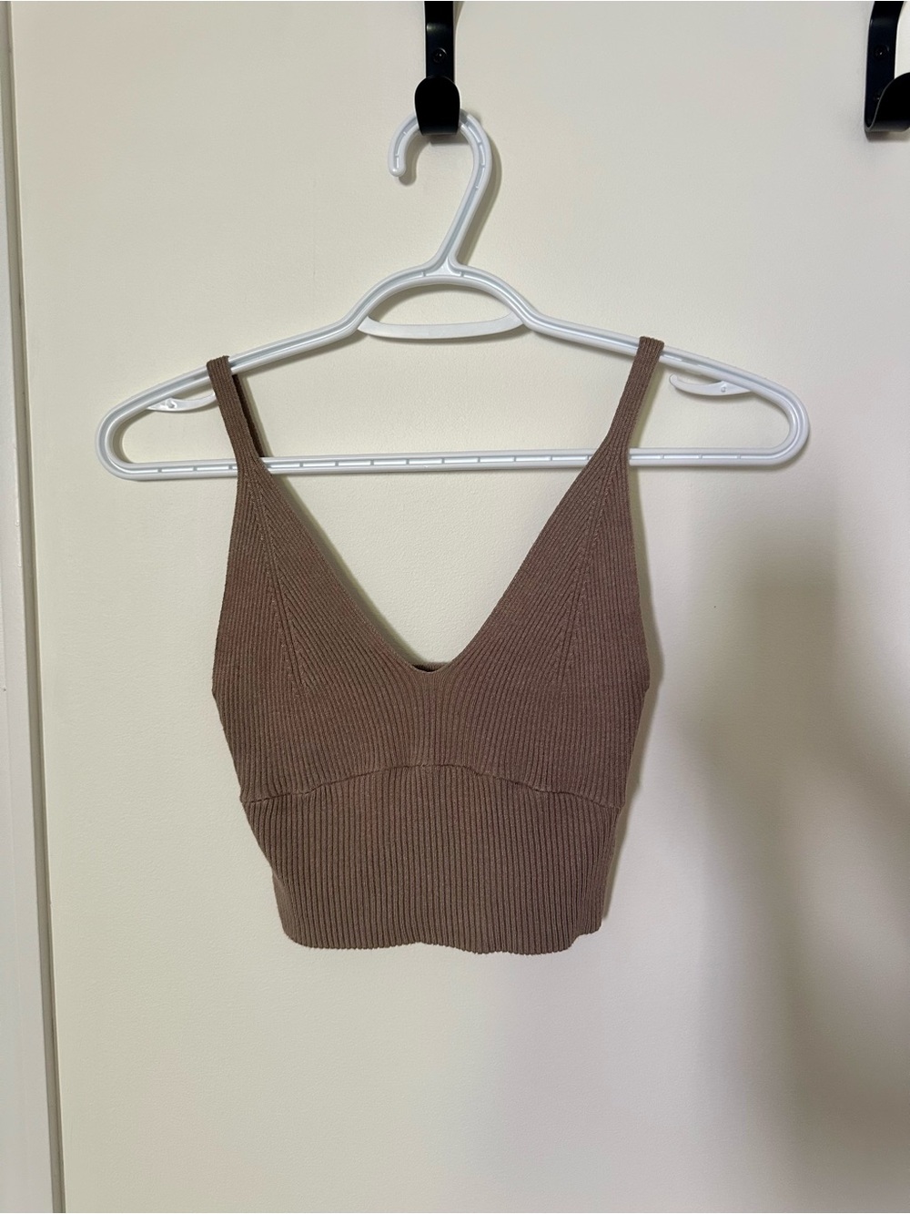 Dynamite Tan Knit Cropped Tank Top